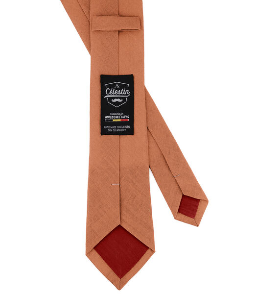Cravate en lin pêche - COTTAGE - Fabriquée à la main