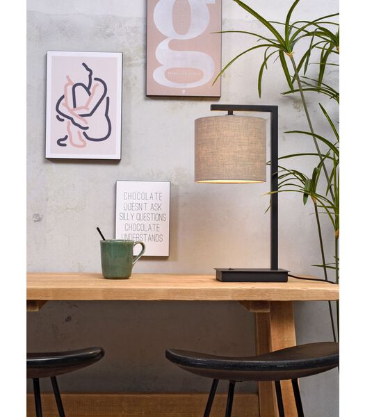 Lampe de Table Boston - Noir/Taupe - 18x18x44cm