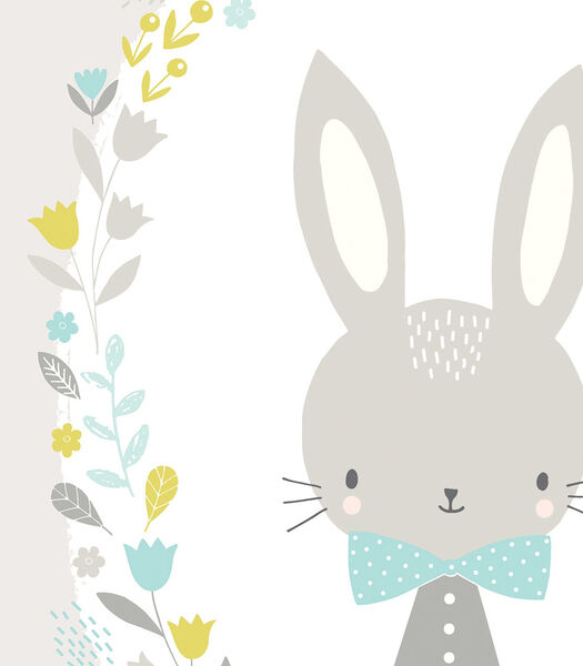 SWEET BUNNIES - Affiche enfant encadrée - Bébé lapin et fleurs