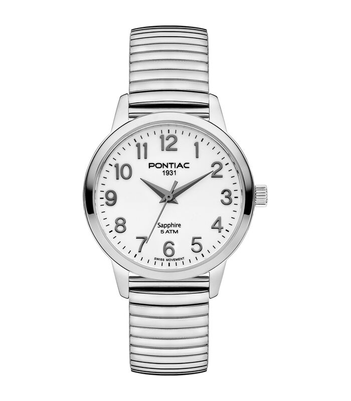 Orion Swiss movement saffier wit op staal P10116 image number 0