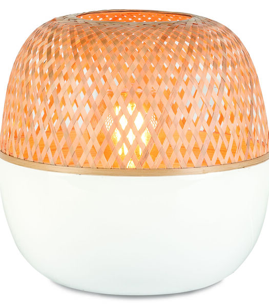 Lampe de table Mekong - Bambou/Blanc - Ø30cm