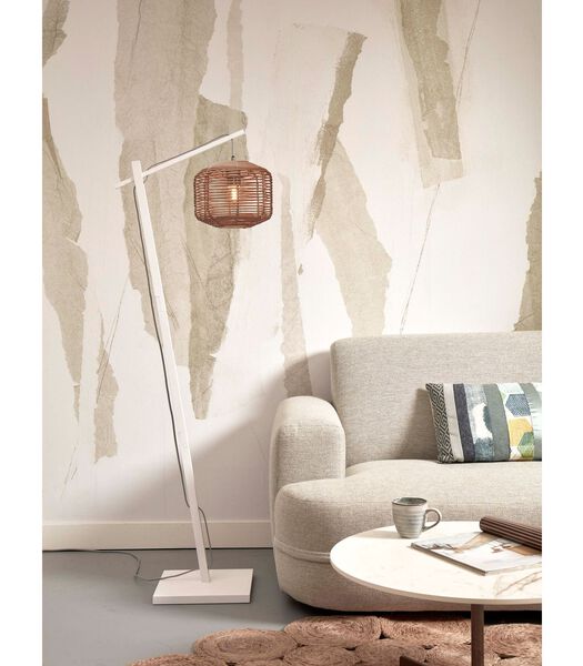 Vloerlamp Tanami - Bamboe Wit/Rotan - 55x30x150cm