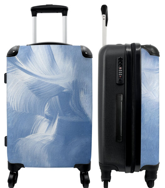 Bagage à main Valise avec 4 roues et serrure TSA (Abstrait - Bleu - Peinture - Art)