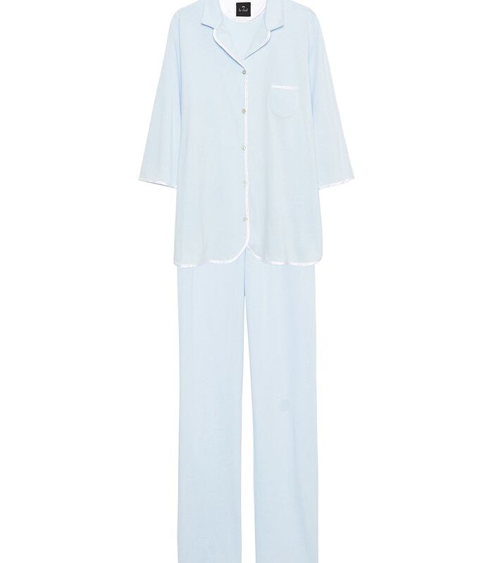 Pyjama boutonné 100% coton ESSENTIEL E06A Bleuté image number 1