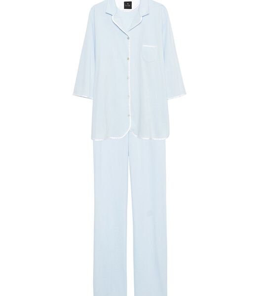 Pyjama boutonné 100% coton ESSENTIEL E06A Bleuté