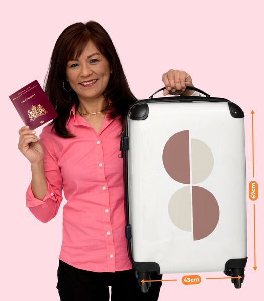 Handbagage Koffer met 4 wielen en TSA slot (Roze - Wit - Abstract)