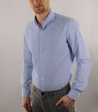 Chemise sans repassage - Rayé bleu clair - Coupe slim - Popeline de coton - Manches longues - Homme image number 0