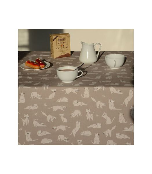 Nappe enduite ronde ou ovale Chats taupe