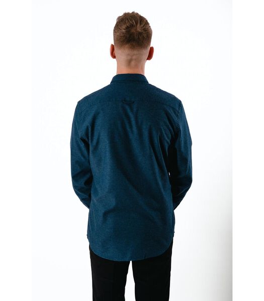 Brok Flannel Melange Shirt - Dark Navy