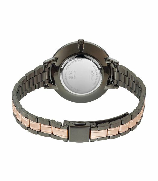 Quartz horloge voor dames, tweekleurig roestvrij staal