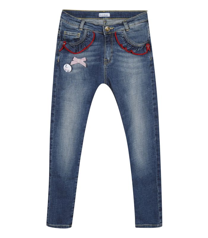 Slanke 5 pocket jeans met ruches image number 0