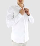 Strijkvrij Overhemd - Wit - Slim Fit - Katoen Satijn - Lange Mouw - Heren image number 2
