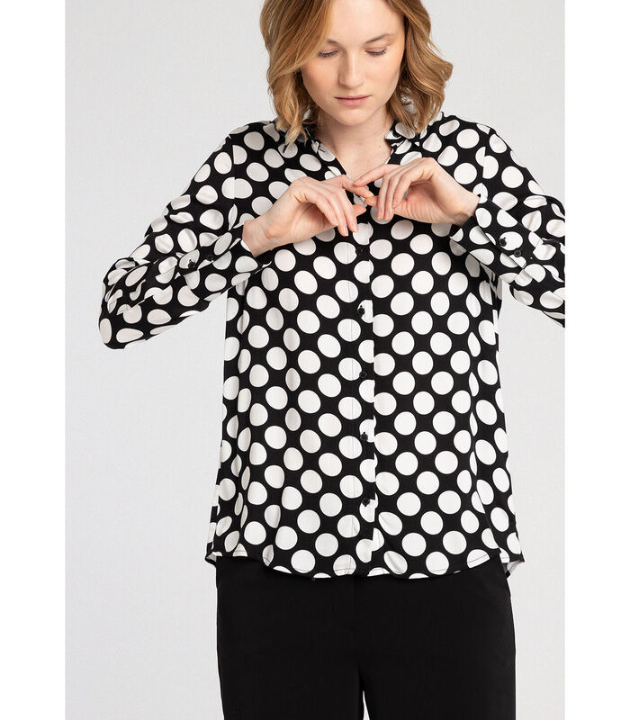 Viscose blouse met grote, lichtgekleurde stippen image number 0