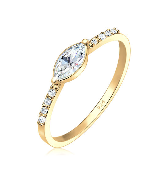 Ring Dames Engagement Elegant Met Kristallen In 925 Sterling Zilver