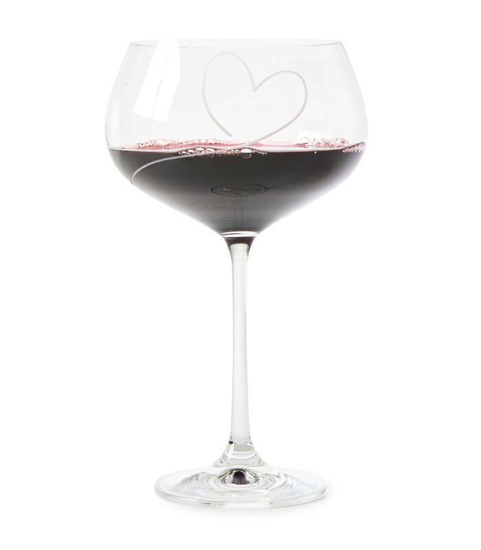 rode wijnglas met gegraveerd hart - With Love - Transparant - 650 ml image number 1