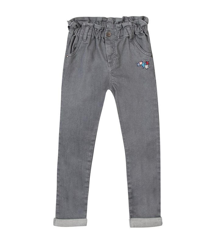 Elastische tailleband mom jeans met borduursel image number 0