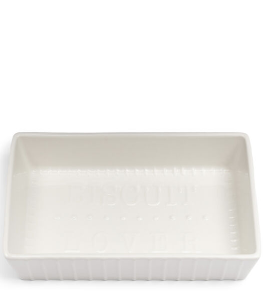 Biscuit Lover - Plat de service Blanc porcelaine rectangulaire