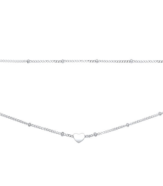 Halsketting Dames Choker Gelaagde Look Hart Trend In 925 Sterling Zilver