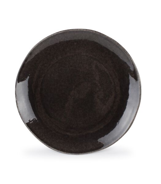 Assiette plate artisanale  noire de 28 cm