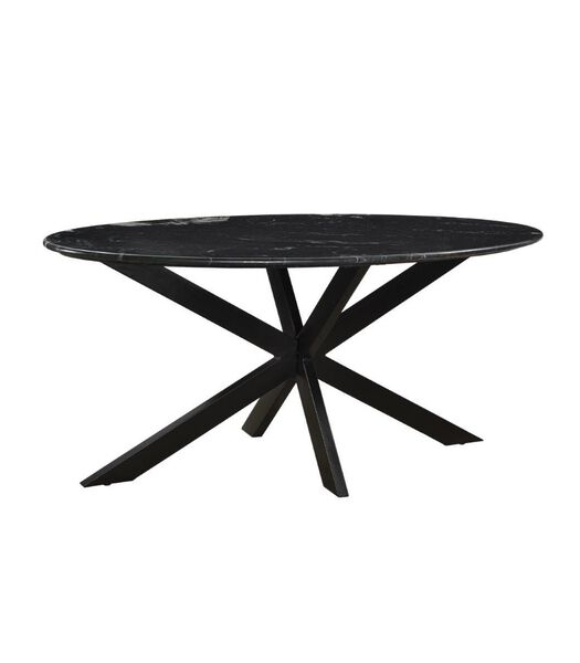 Marble - Table de salle à manger - 180cm - marbre - noir - acier laqué - ovale