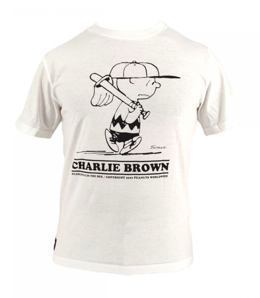 Charlie Brown Baseball Garment Dyed Mannen T-shirt met korte mouwen