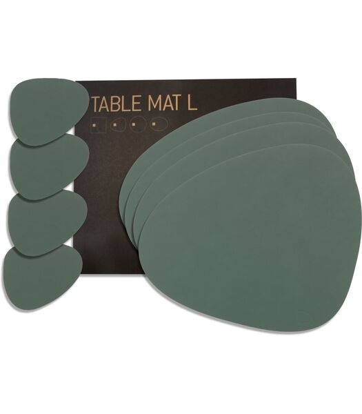 Ensemble cadeau  Sets de table et dessous de verre Nupo - Cuir - Vert pastel - 8 pièces