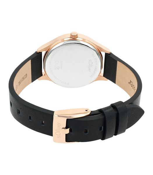 Quartz horloge voor dames, roestvrij staal IP rose | leder