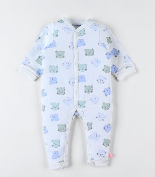 Pyjama sans pied à imprimé Nouky en jersey, écru/bleu