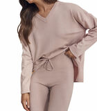 Pyjama indoor outfit broek top lange mouwen Breien image number 3
