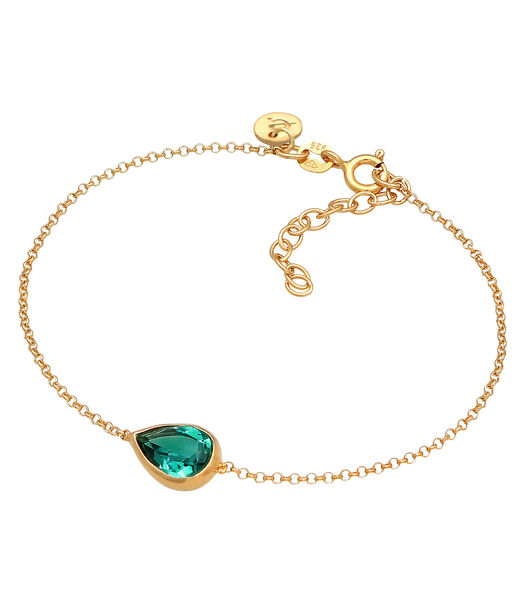 Bracelet Elli Premium Bracelet Femmes Goutte Étincelant Vert Avec Quartz En Argent Sterling 925 Plaqué Or