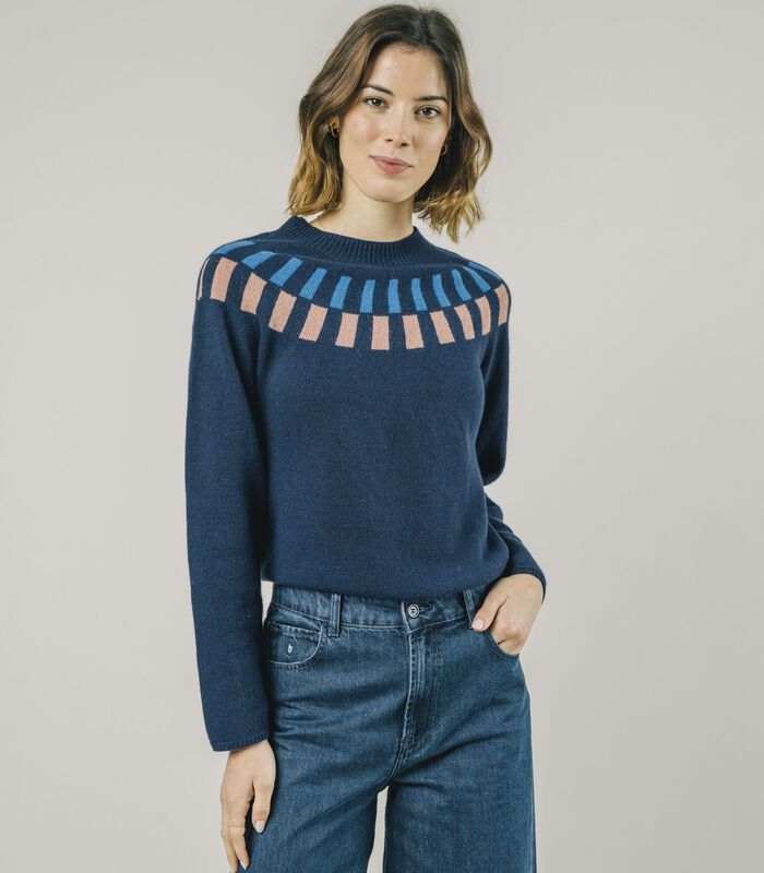 Cube Jacquard Sweater Navy image number 1