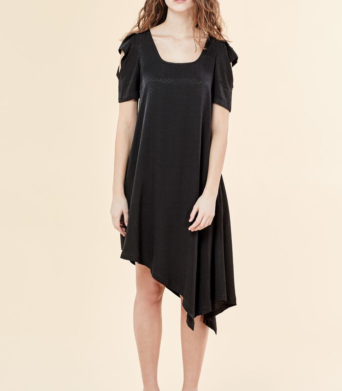 Asymmetrische zwarte jurk VIRGWOOLF in jacquard image number 0