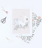 GRACE - Affiche enfant - Cygne et fleurs (fond rose) image number 2