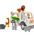 Houten speelgoed Zoo truck en Safari dieren image number 0