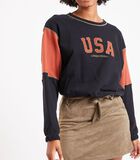 Sweatshirt USA noir femme Zaven Modelo image number 1