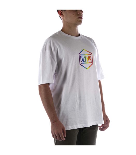 Regenboog Dlynr-Logo Over Wit T-Shirt