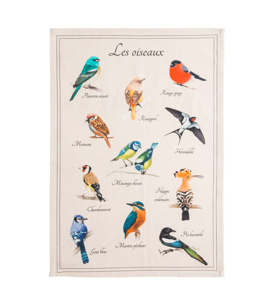 Oiseaux - Theedoek met print in halflinnen