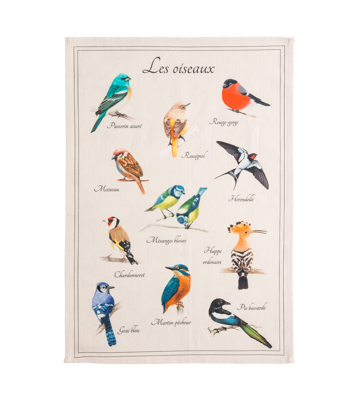 Oiseaux - Theedoek met print in halflinnen image number 0