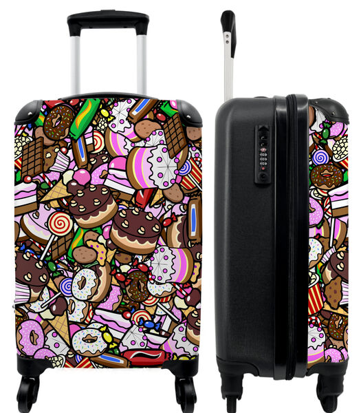 Valise spacieuse avec 4 roues et serrure TSA (Bonbon - Design - Chocolat - Gâteau - Sucette)