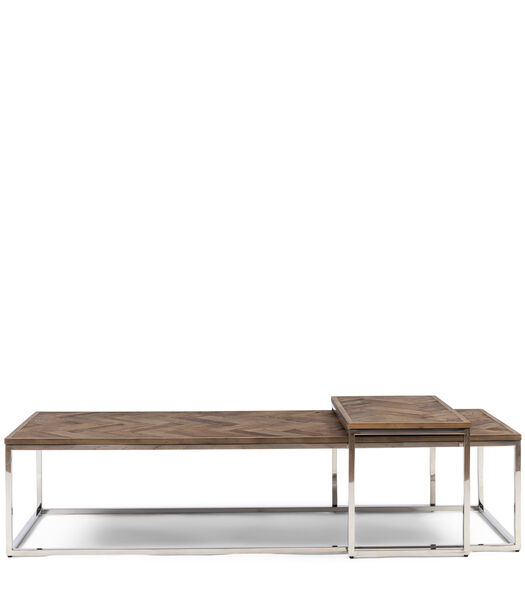 Riviera Maison Salontafel Industrieel 170x70 cm - Bushwick Table - Set Van 2 Stuks - Zilver
