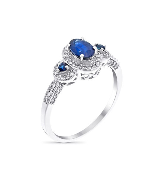Ring "Les Mots Bleus Saphir" Witgoud en Diamanten