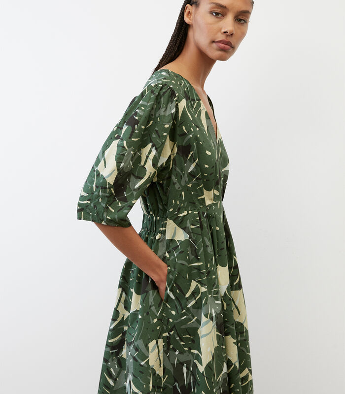 Korte jurk met print all-over en volumineuze mouwen image number 3