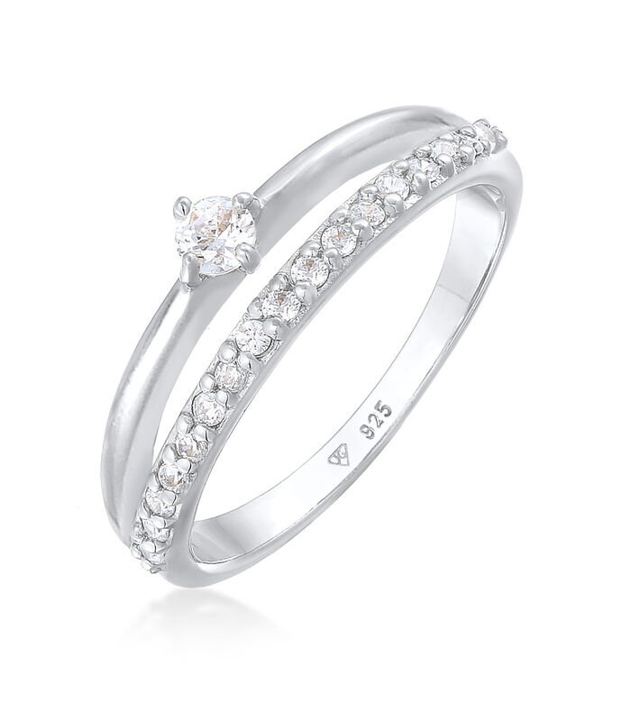 Ring Dames Verlovingsring Eenzaam Sprankelend Met Zirconia Kristallen In 925 Sterling Zilver image number 0