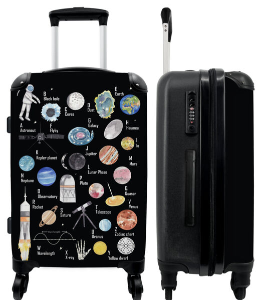 Handbagage Koffer met 4 wielen en TSA slot (Alfabet - Planeten - Ruimte - Astronaut - Kinderen)