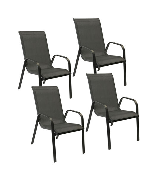 Set van 4 MARBELLA stoelen in grijs textilene - antracietgrijs aluminium