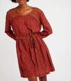 AMYLEE LUDMILA korte bedrukte roodbruine jurk image number 0