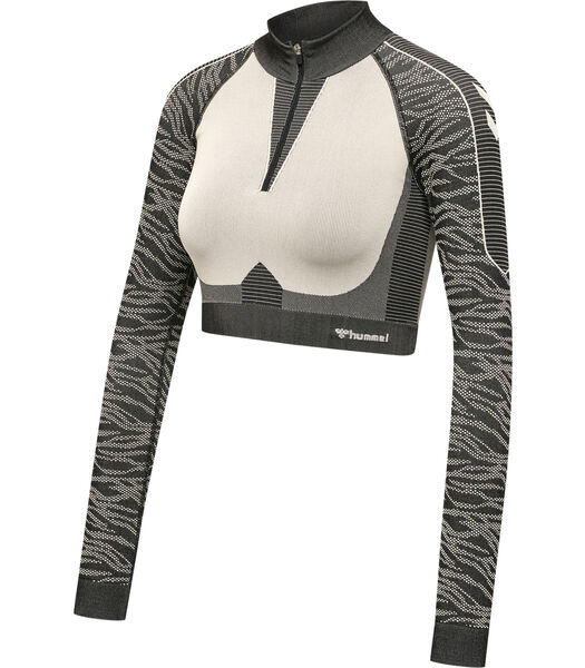 Sweatshirt 1/2 zip crop sans couture femme MT Mila