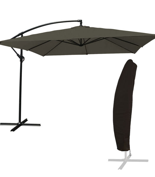 Offset paraplu MOLOKAI vierkant 2,7x2,7m grijs + hoes