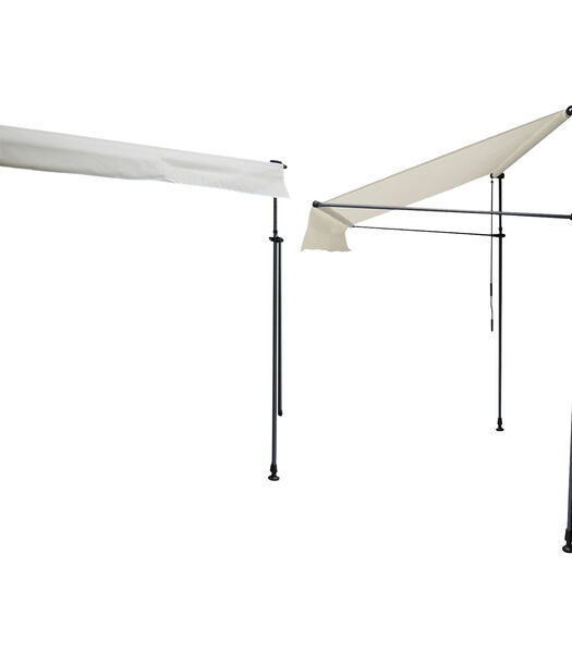 CHENE balkonluifel 2 × 1.2m - Beige doek en grijs frame
