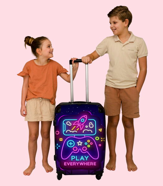Bagage à main Valise avec 4 roues et serrure TSA (Jeux - Console - Néon - Garçons)